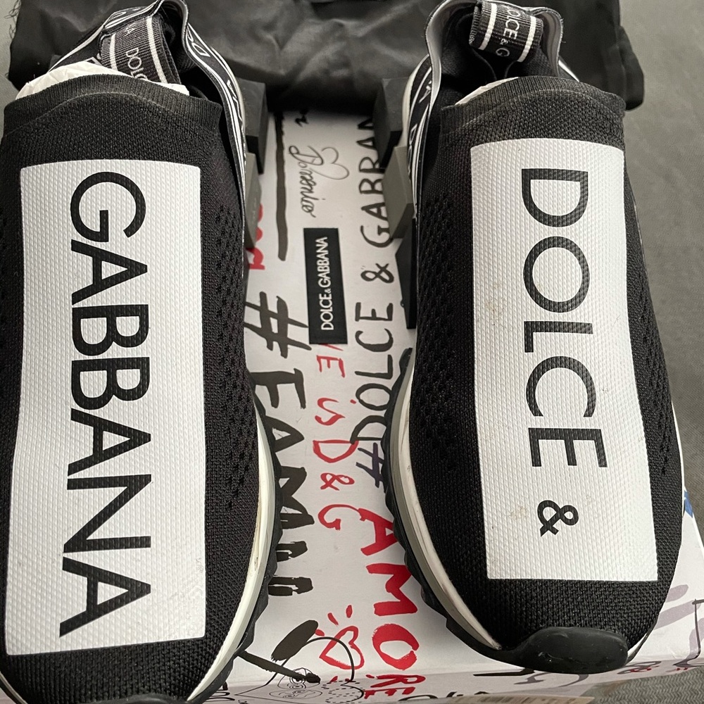 Dolce & Gabbana Black and White Slip-On Sneakers